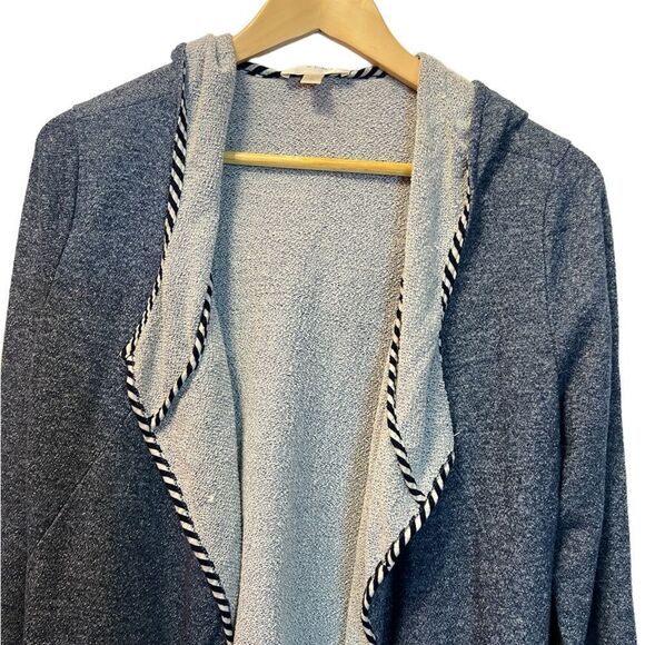 KENAR Jersey Knit Blue Loose Fit Hooded Open Cardigan M - Picture 2 of 9